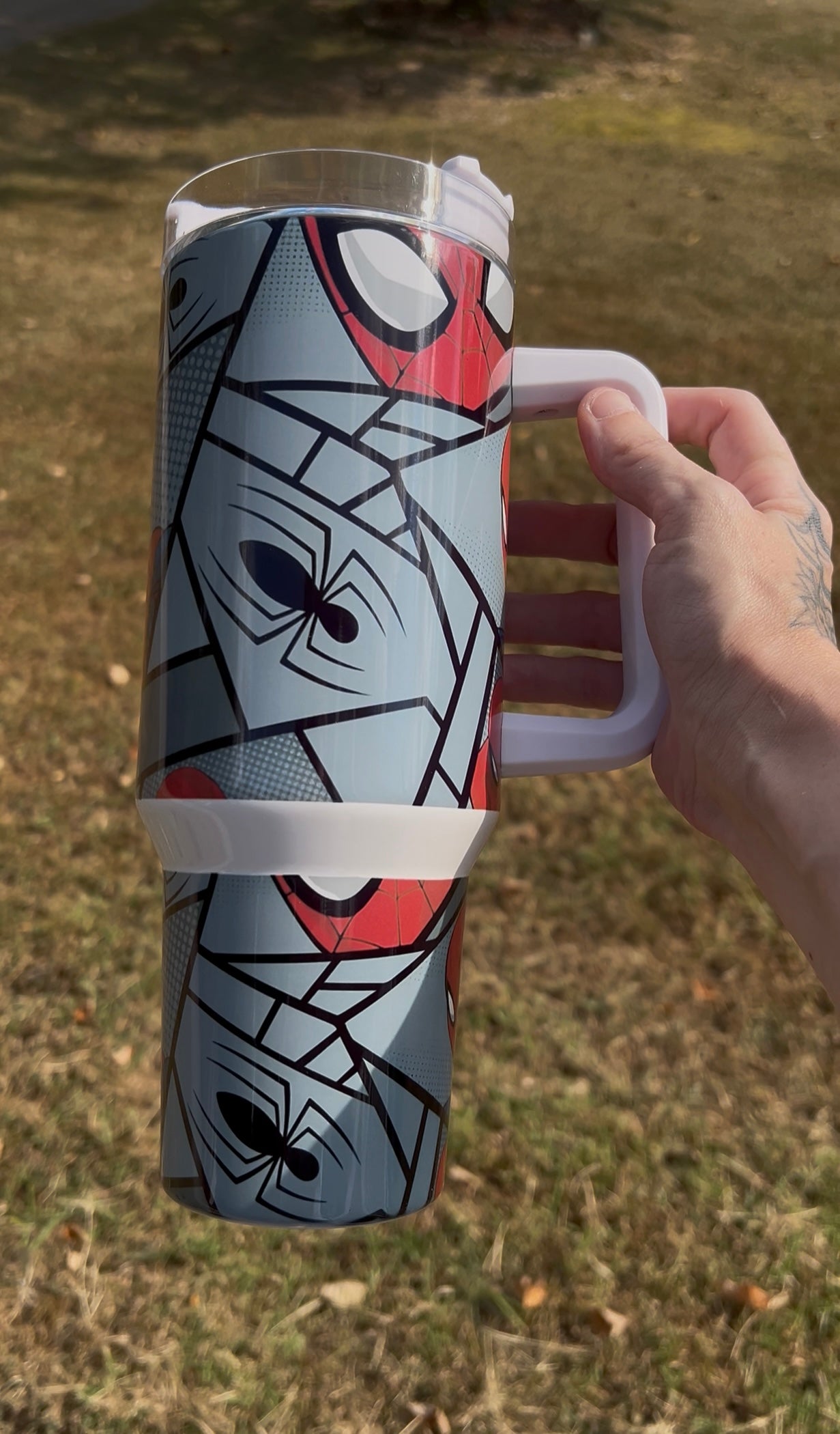 40oz spidey spider style tumbler cup - stainless steel tumbler drinkware