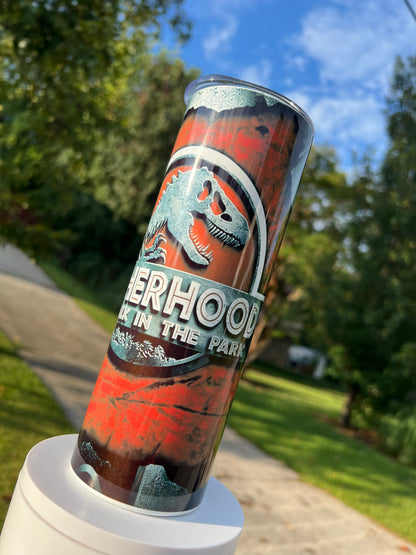 Fatherhood Is a Walk in the Park 20oz Tumbler featuring the themed design