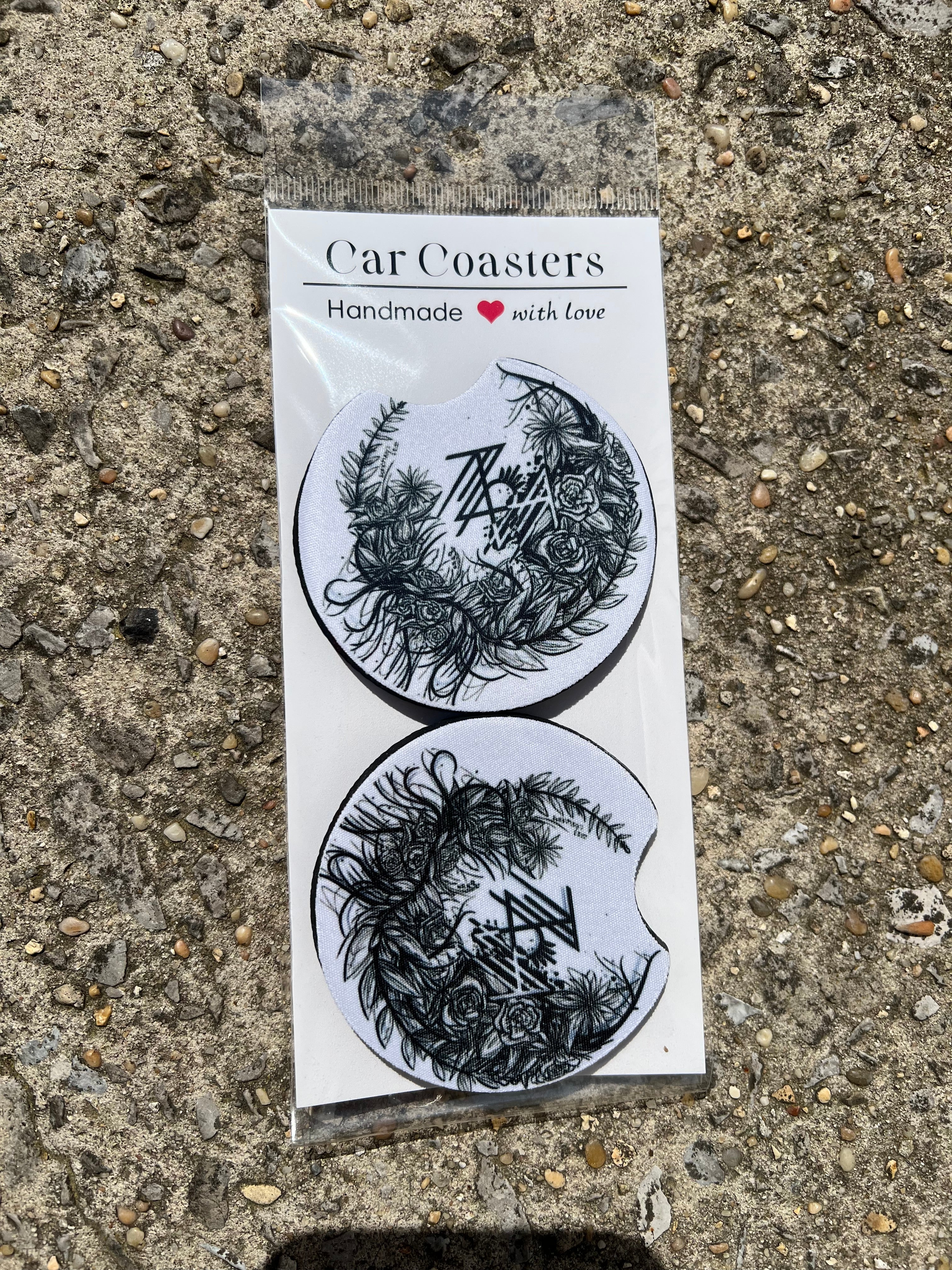 White  Sleep Token Car Coaster Set | Aesthetic Car Accessories