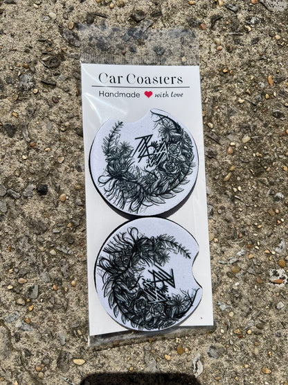 White  Sleep Token Car Coaster Set | Aesthetic Car Accessories