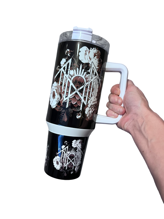 40oz Floral Sleep Token themed tumbler cup