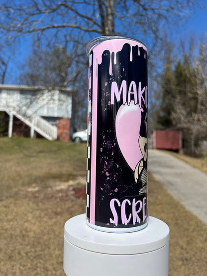 20oz Pink Ghostface Tumbler | Make Me Scream featuring scream ghostface inspired artwork
