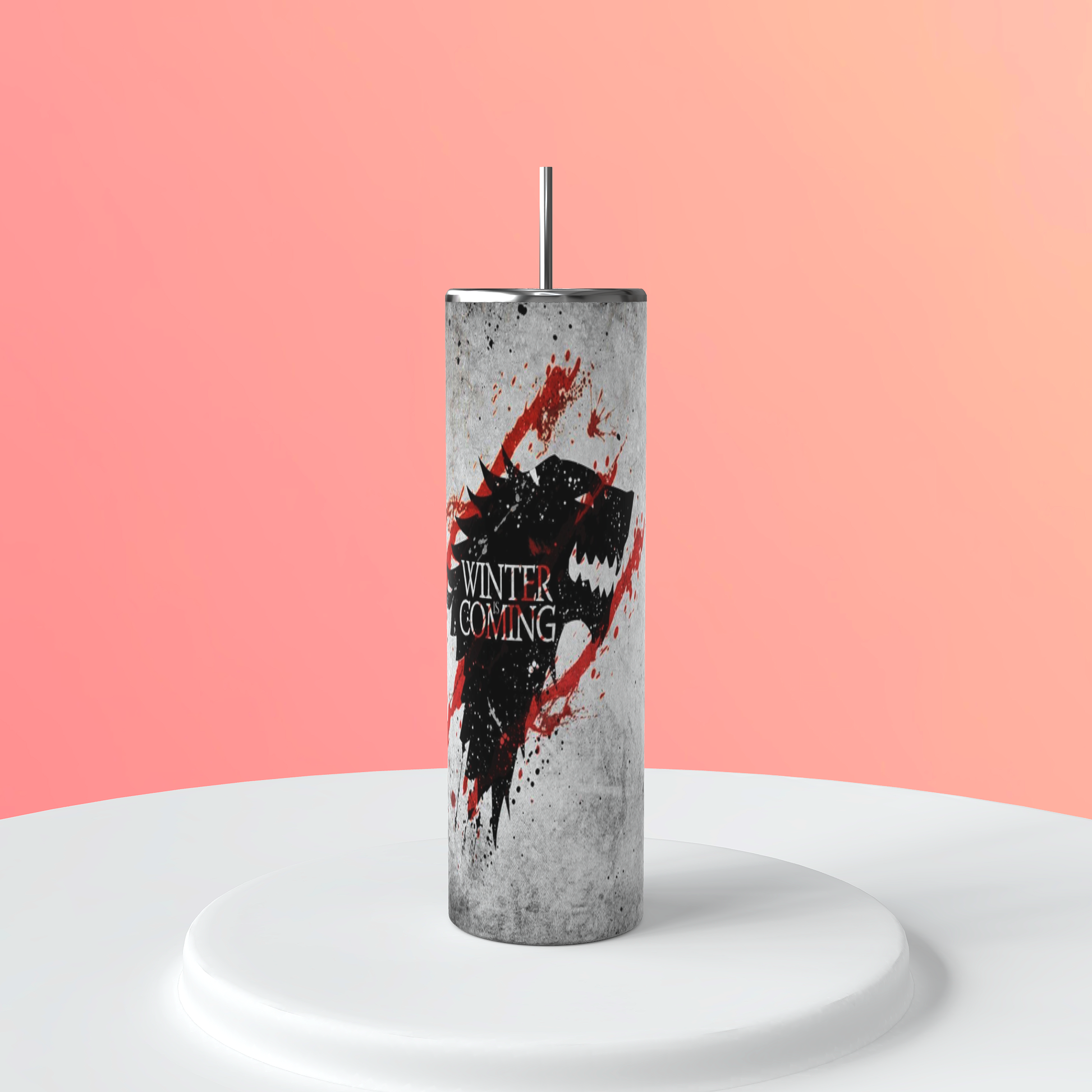 Game of Thrones House Stark Tumbler 20oz | Winter is Coming Cup | Stark Aesthetic Fantasy Drinkware featuring the design artwork