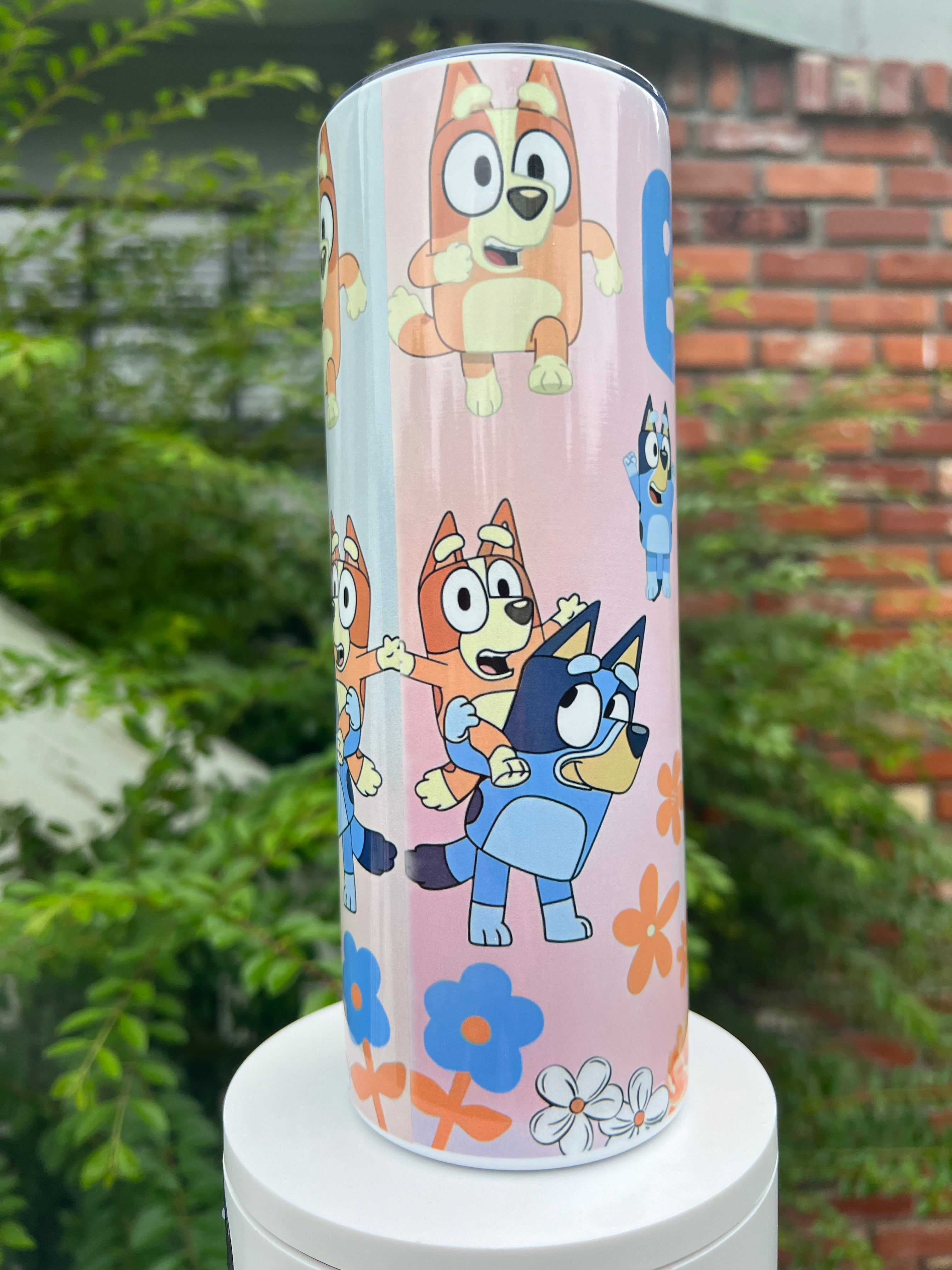 Funny blue character tumbler bright aesthetic 20oz insulated cup