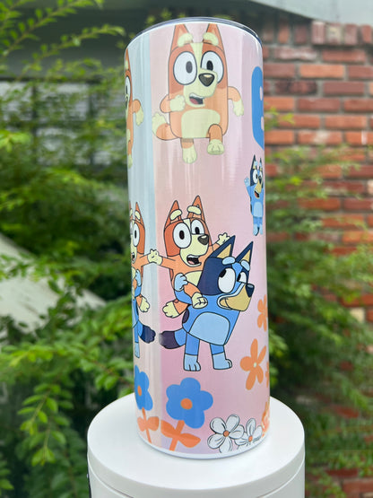 20oz Bluey Tumbler | Cute Cartoon Dog featuring bluey cartoon dog inspired artwork
