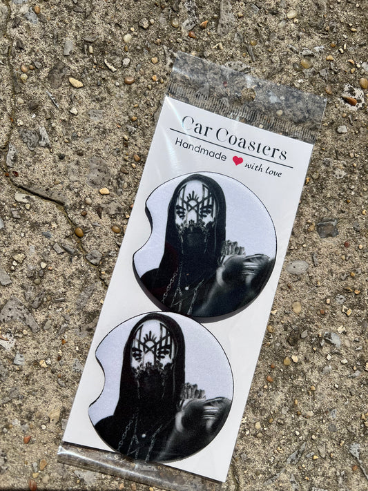 Sleep Token Vessel Car Coaster Set | Dark Ritual Aesthetic Car Accessories | Alternative Music Decor featuring the design artwork