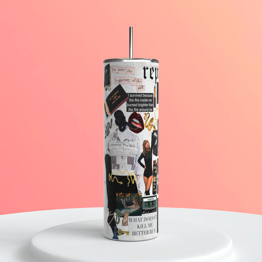 20oz Taylor Swift Reputation Tumbler featuring taylor swift reputation inspired artwork