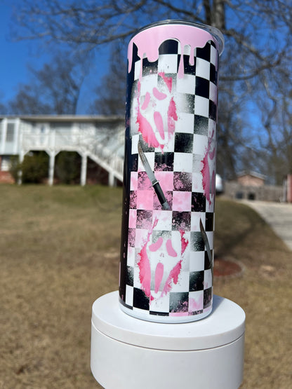 20oz Pink Ghostface Tumbler | Make Me Scream featuring scream ghostface inspired artwork