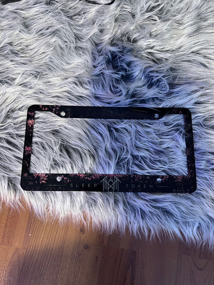 Sleep Token floral 12x6 license plate frame with gothic floral artwork