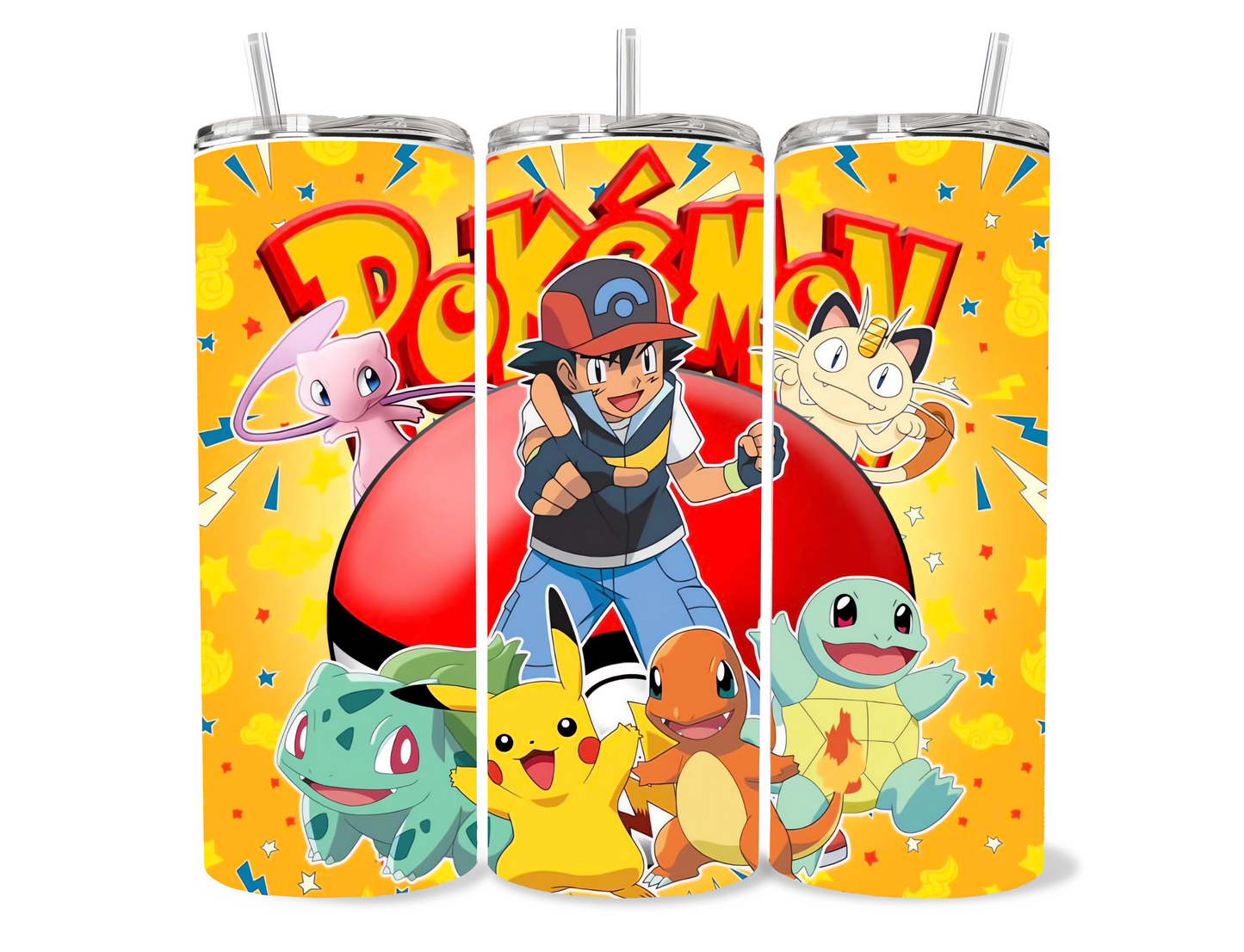 20oz Pokemon bright colored starter squad tumbler