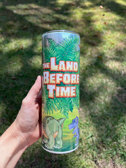 KimTheGrimm The Land Before Time Littlefoot and dinosaur gang 20oz stainless steel tumbler cup.⁠