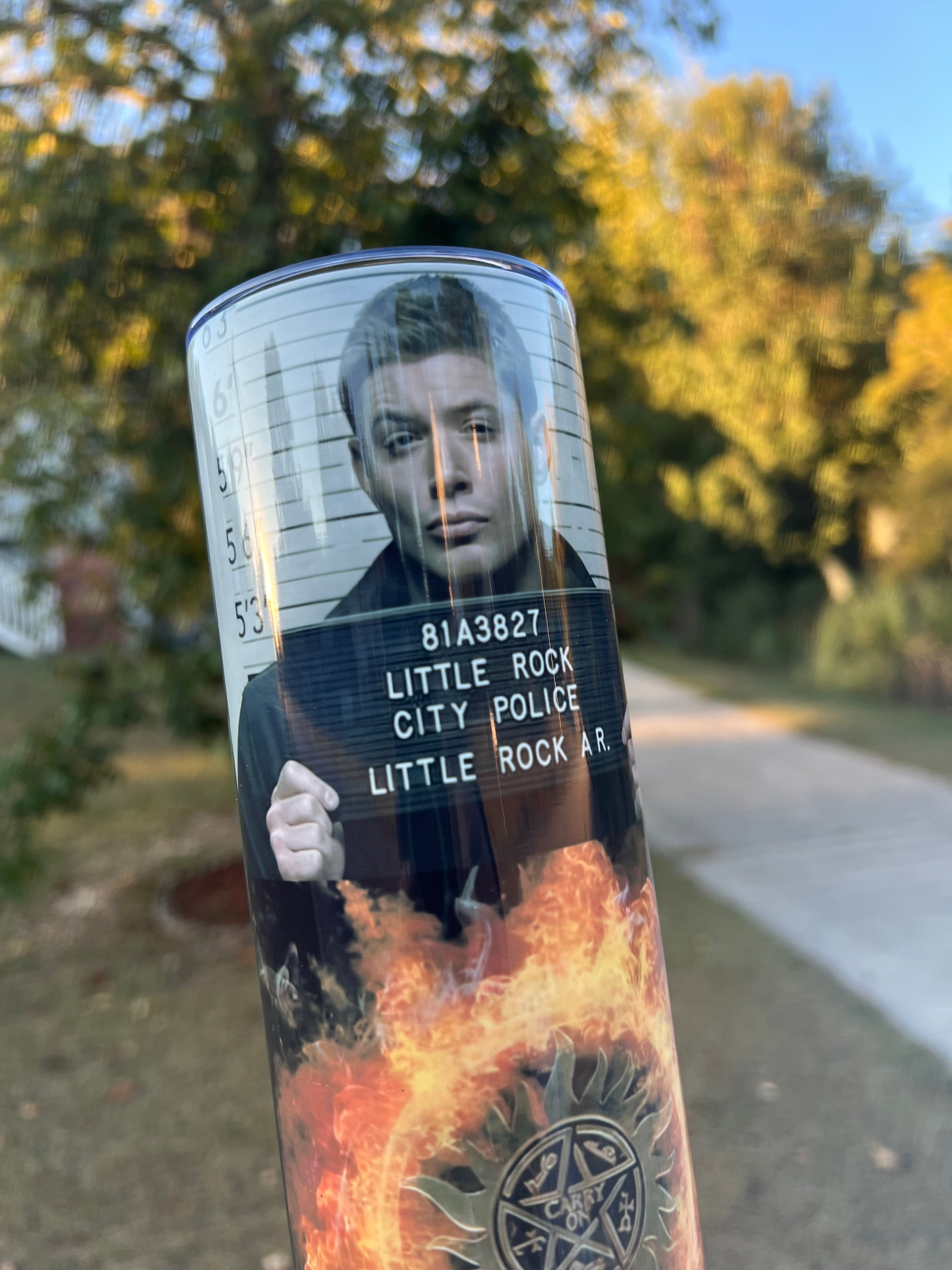 Stainless steel fandom tumbler inspired by Dean Winchester and Supernatural nostalgia