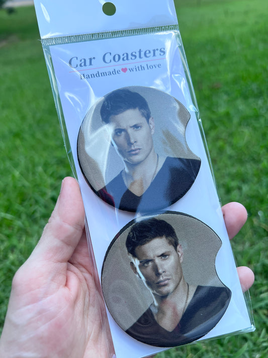 Supernatural Car Coaster Set | Dean Winchester Inspired Car Accessories | TV Show Fan Gift | Absorbent Coasters Set of 2 featuring the design artwork