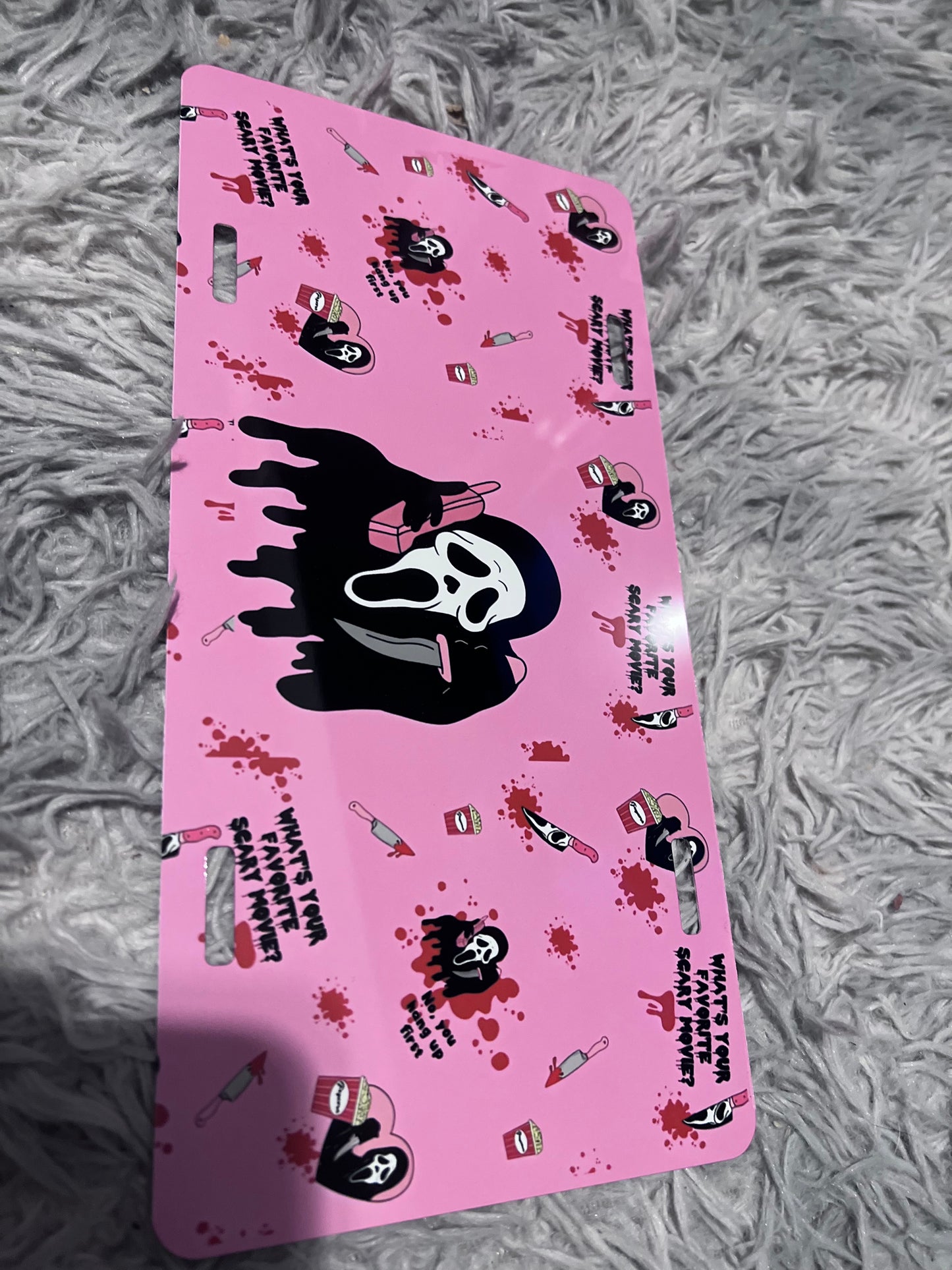 Ghost face “Pink themed” license plate - decorative car accessories