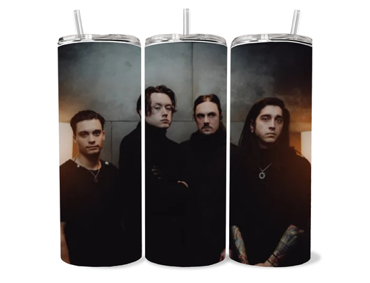Bad Omens 20oz Skinny Tumbler | Dark Aesthetic Band Cup | Alternative Music Fan Gift | Gothic Drinkware | Keeps Hot & Cold featuring the design artwork