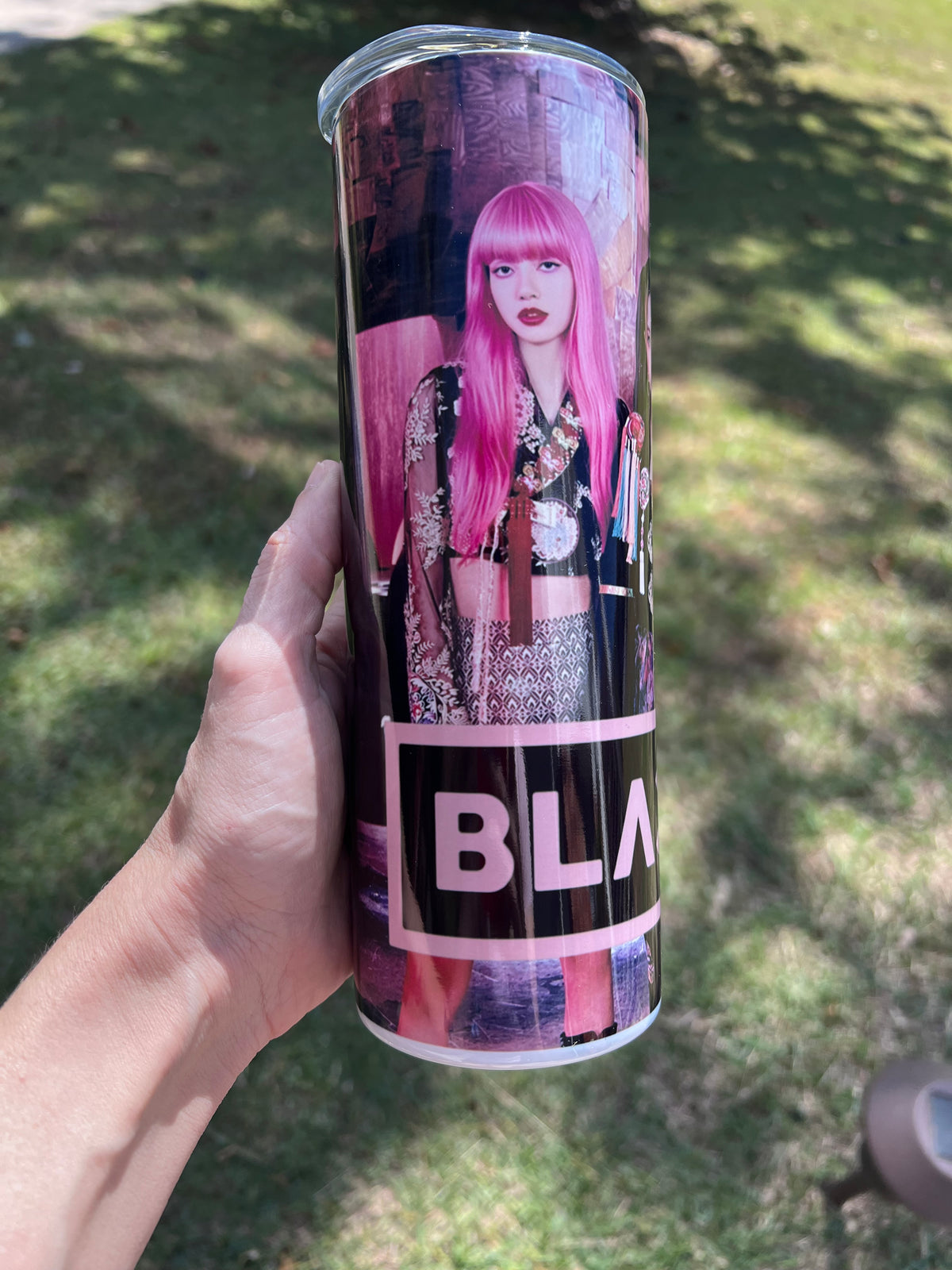 KimTheGrimm BLACKPINK K-Pop idol member photo collage 20oz stainless steel tumbler cup.⁠
