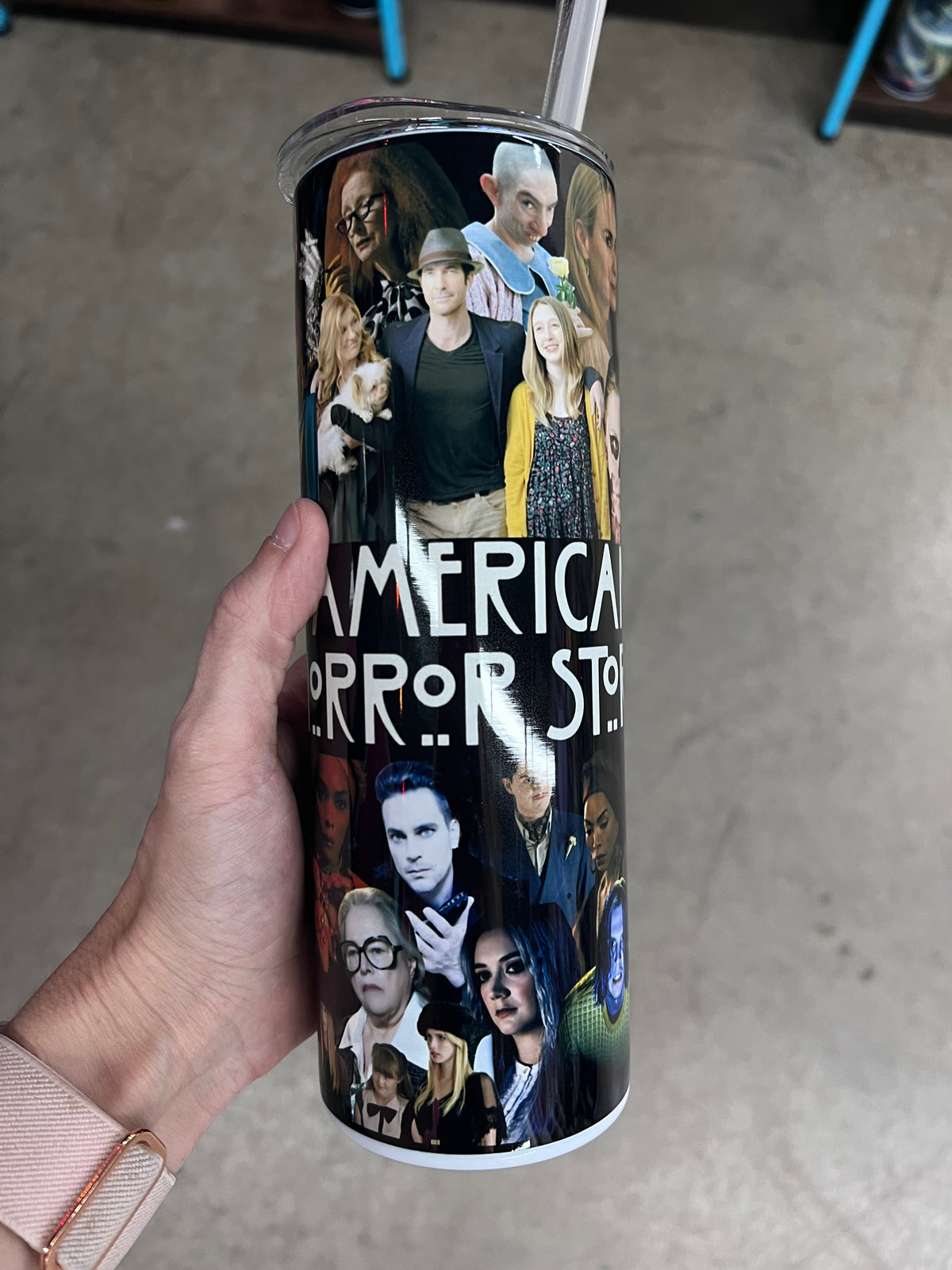 20oz Custom Tumbler | American Horror Story Character Collage | Horror TV Fandom Cup