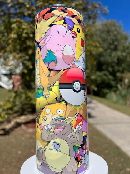 20oz Pokémon Collage Tumbler featuring pokémon collage inspired artwork