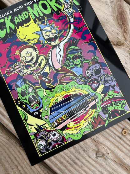 8x10 Rick & Morty Aluminum Sign featuring rick and morty inspired artwork