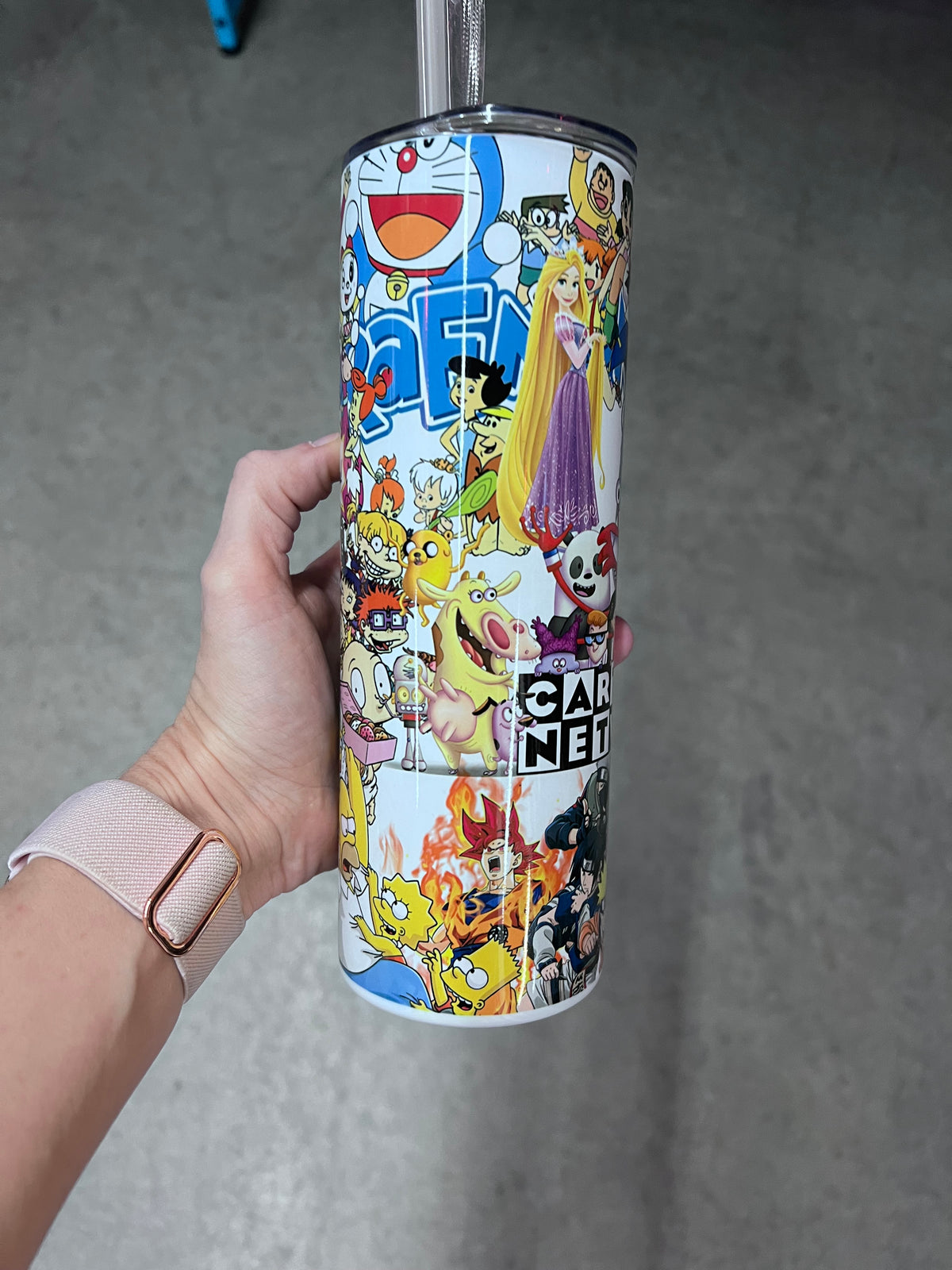Colorful Cartoon Network nostalgia collage tumbler featuring retro cartoon and anime inspired characters