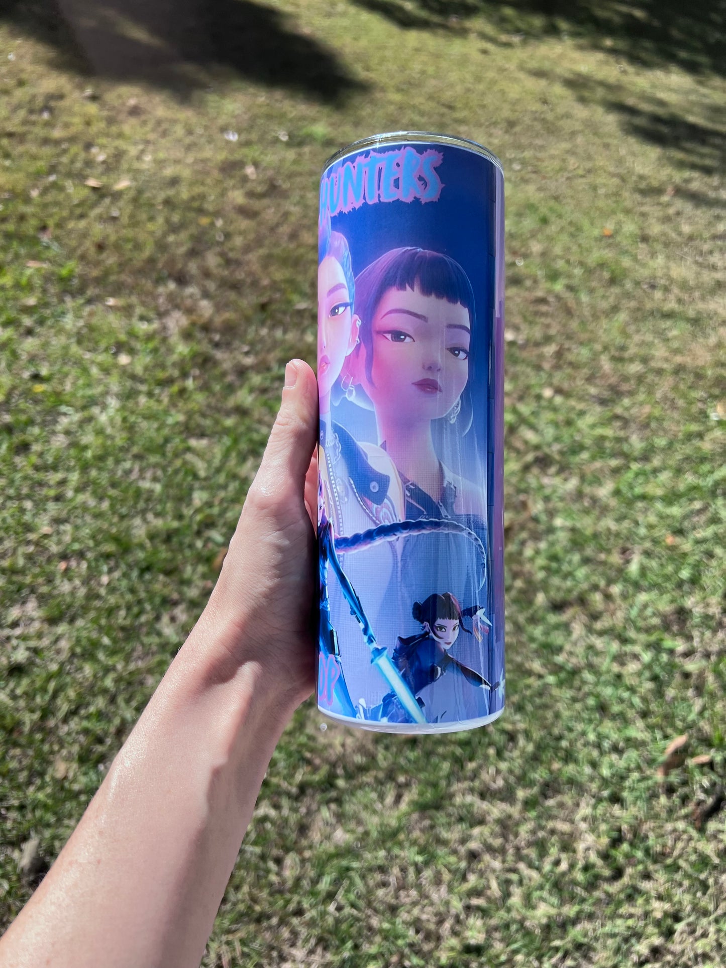 20oz K-Pop Demon Hunters Girl Group Tumbler | Neon featuring k-pop demon hunters inspired artwork