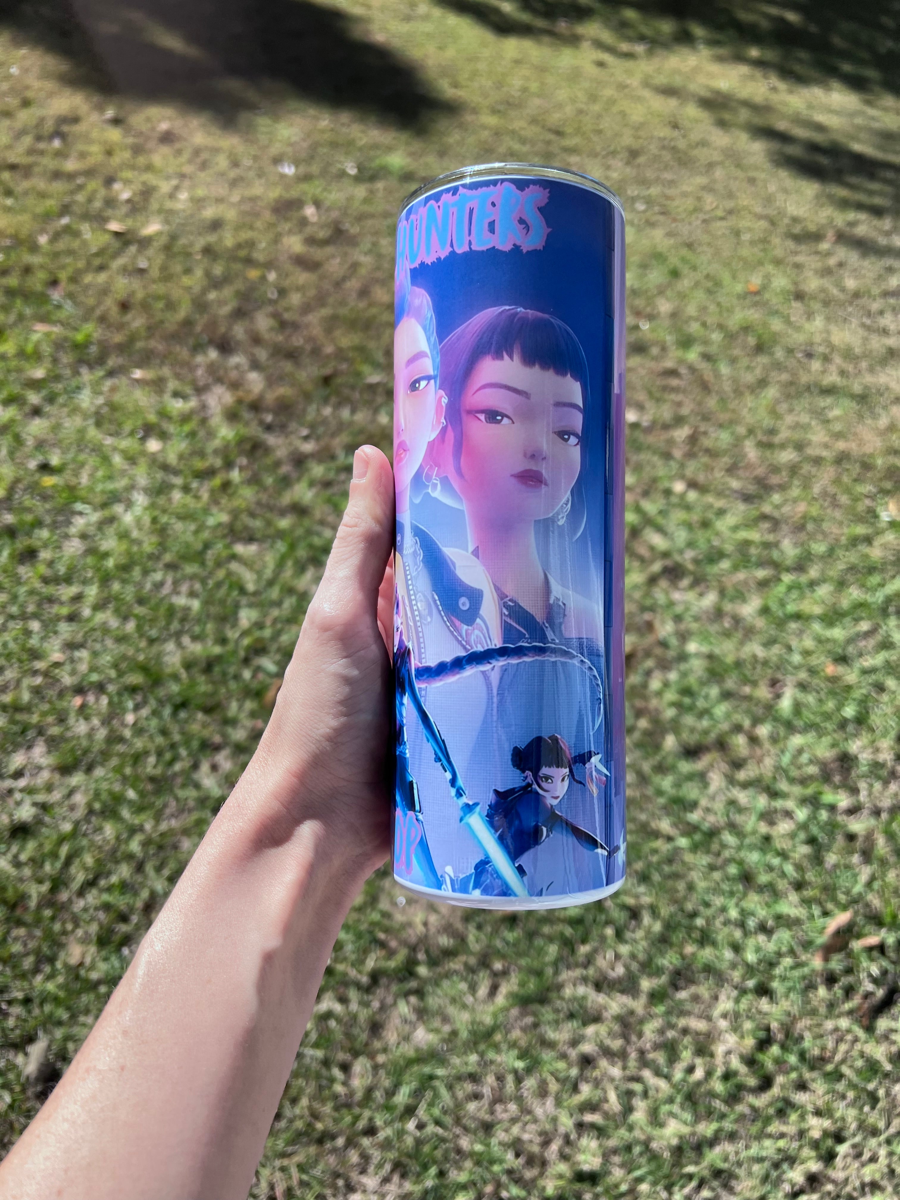 Demon Hunters Kpop Girl Group Tumbler 20oz – Neon Aesthetic Cup – Kpop Inspired Stainless Steel Tumbler