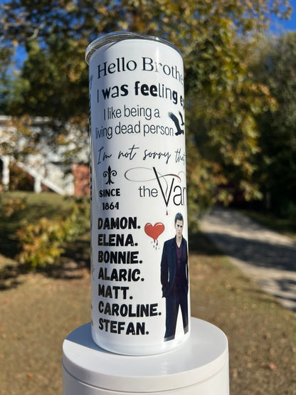 20oz The Vampire Diaries Tumbler | Damon & Stefan featuring the vampire diaries damon stefan inspired artwork