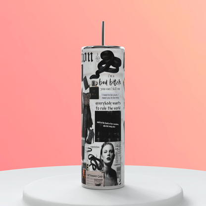 20oz Taylor Swift Reputation Tumbler featuring taylor swift reputation inspired artwork
