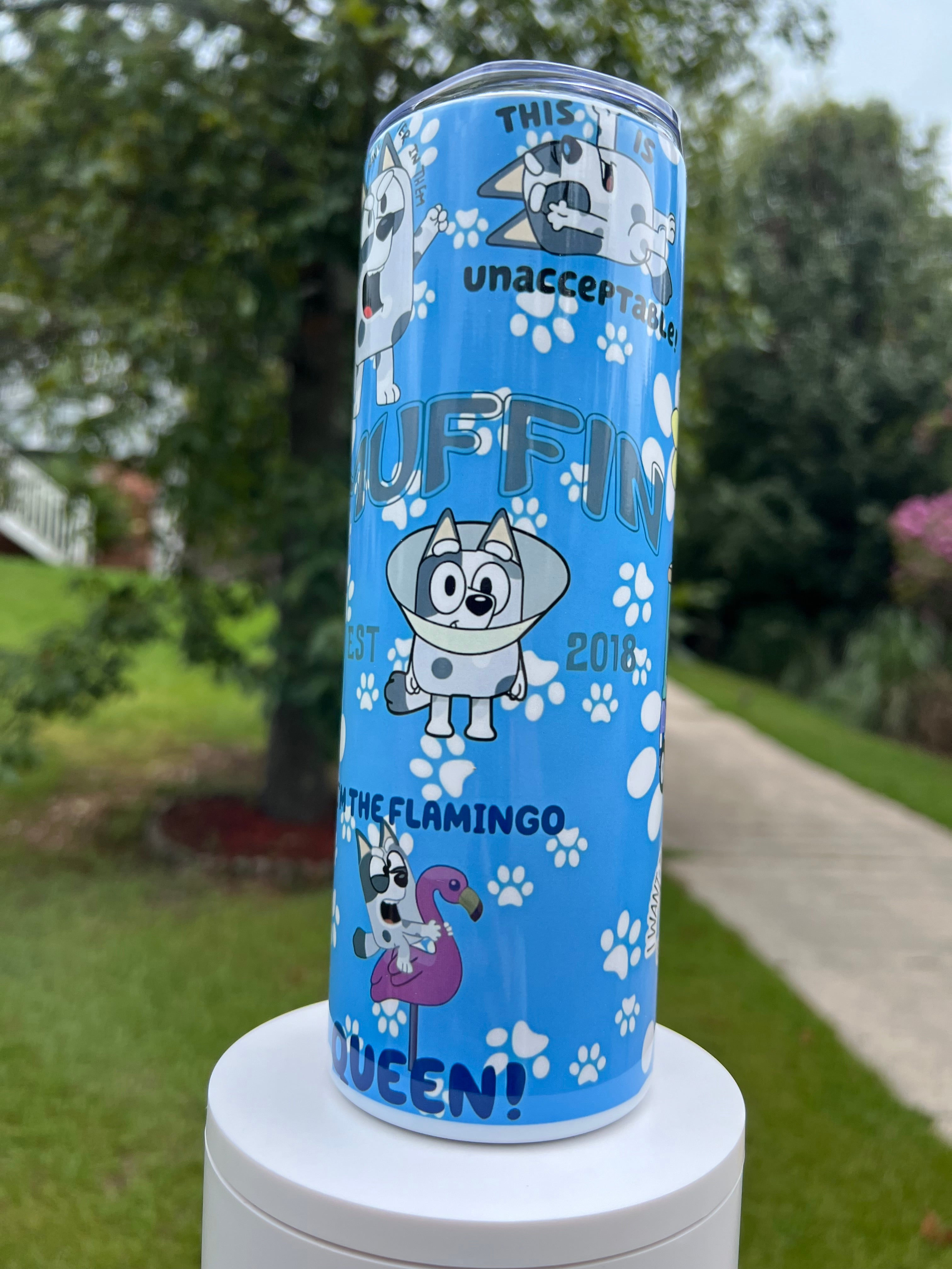 Funny chaotic cartoon dog tumbler cute aesthetic stainless steel