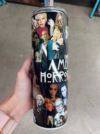 20oz Custom Tumbler | American Horror Story Character Collage | Horror TV Fandom Cup