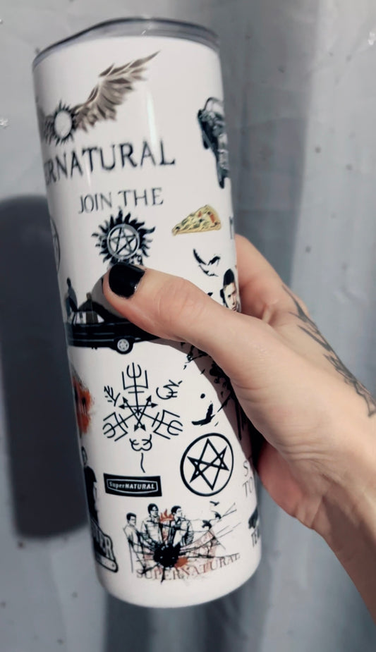 Supernatural Winchester Collage 20oz Tumbler featuring the fandom-inspired design