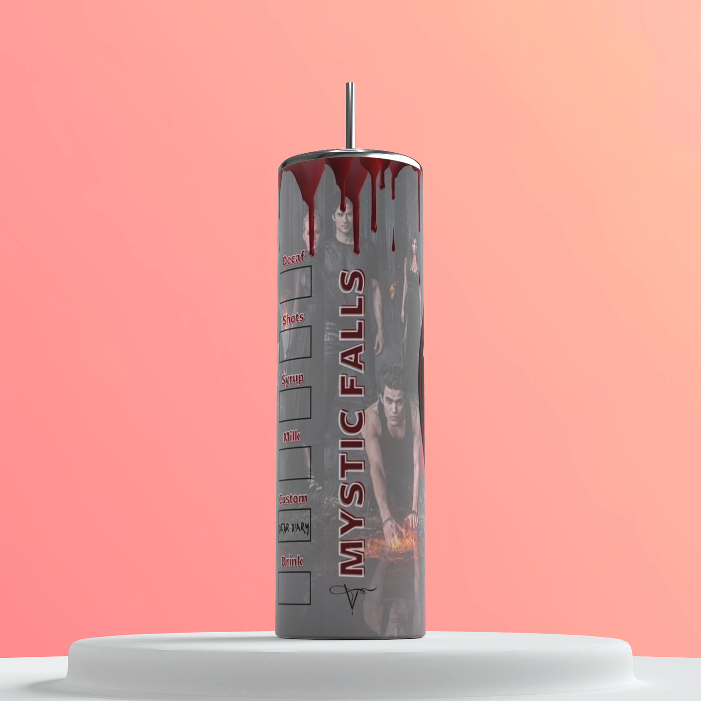 TVD coffee themed tumbler