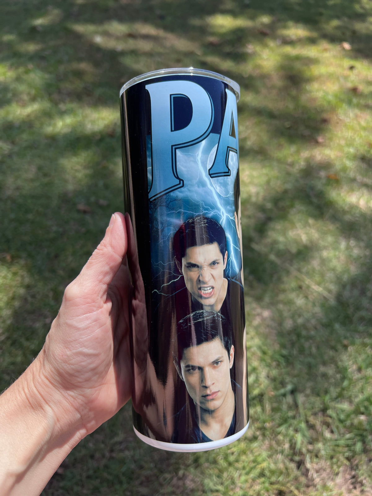 Twilight Alex Meraz Paul Lahote 90s rap tee style lightning design insulated travel mug.⁠