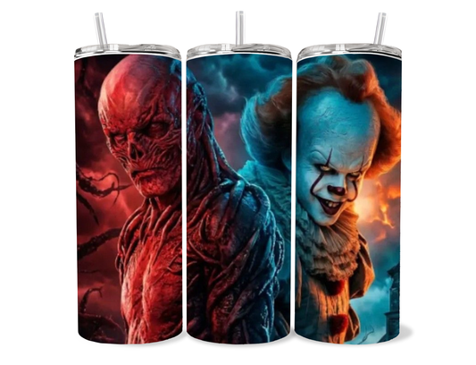 20oz Vecna / Pennywise mashup tumbler