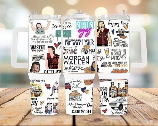 40oz Morgan Wallen Tumbler | Country Music Drinkware featuring morgan wallen country music inspired artwork