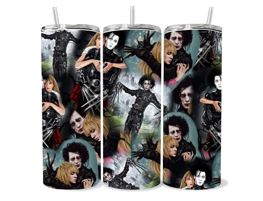 20oz “Edward Scissorhands” themed collage tumbler featuring the design artwork