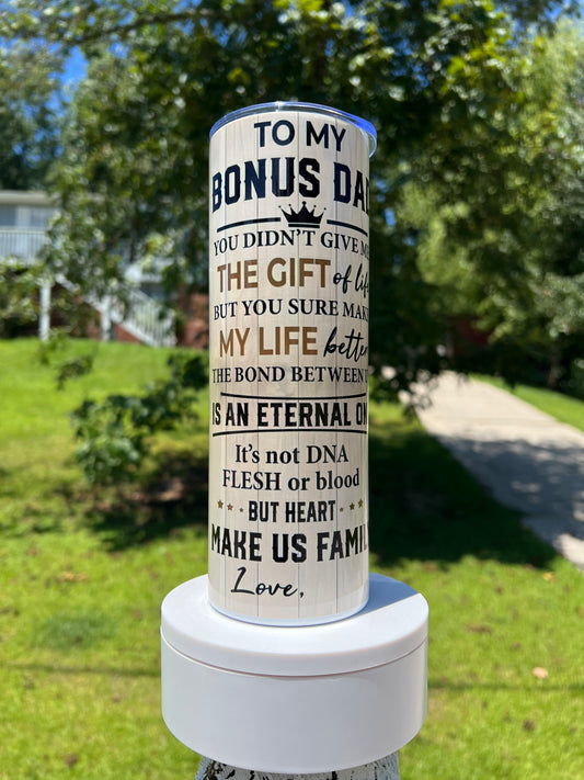 Bonus Dad Tumbler featuring the themed design