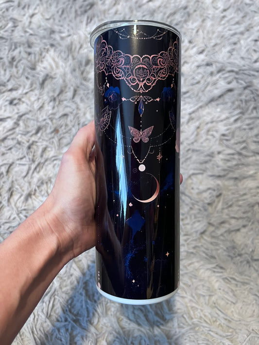 20oz Mandala Moth Witchy Tumbler featuring fandom-inspired artwork
