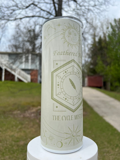 Feathered Host Sleep Token inspired tumbler with ivory celestial and moon artwork
