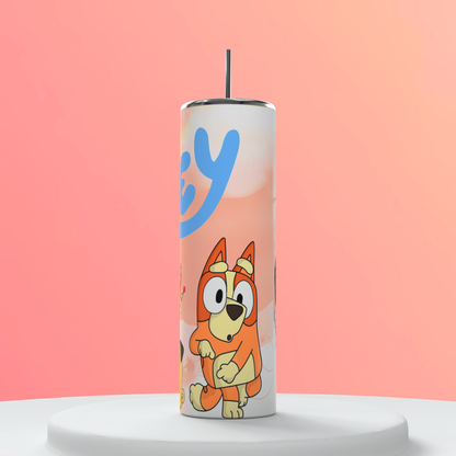 20oz Bluey Tumbler | Cartoon Dog featuring bluey cartoon family inspired artwork