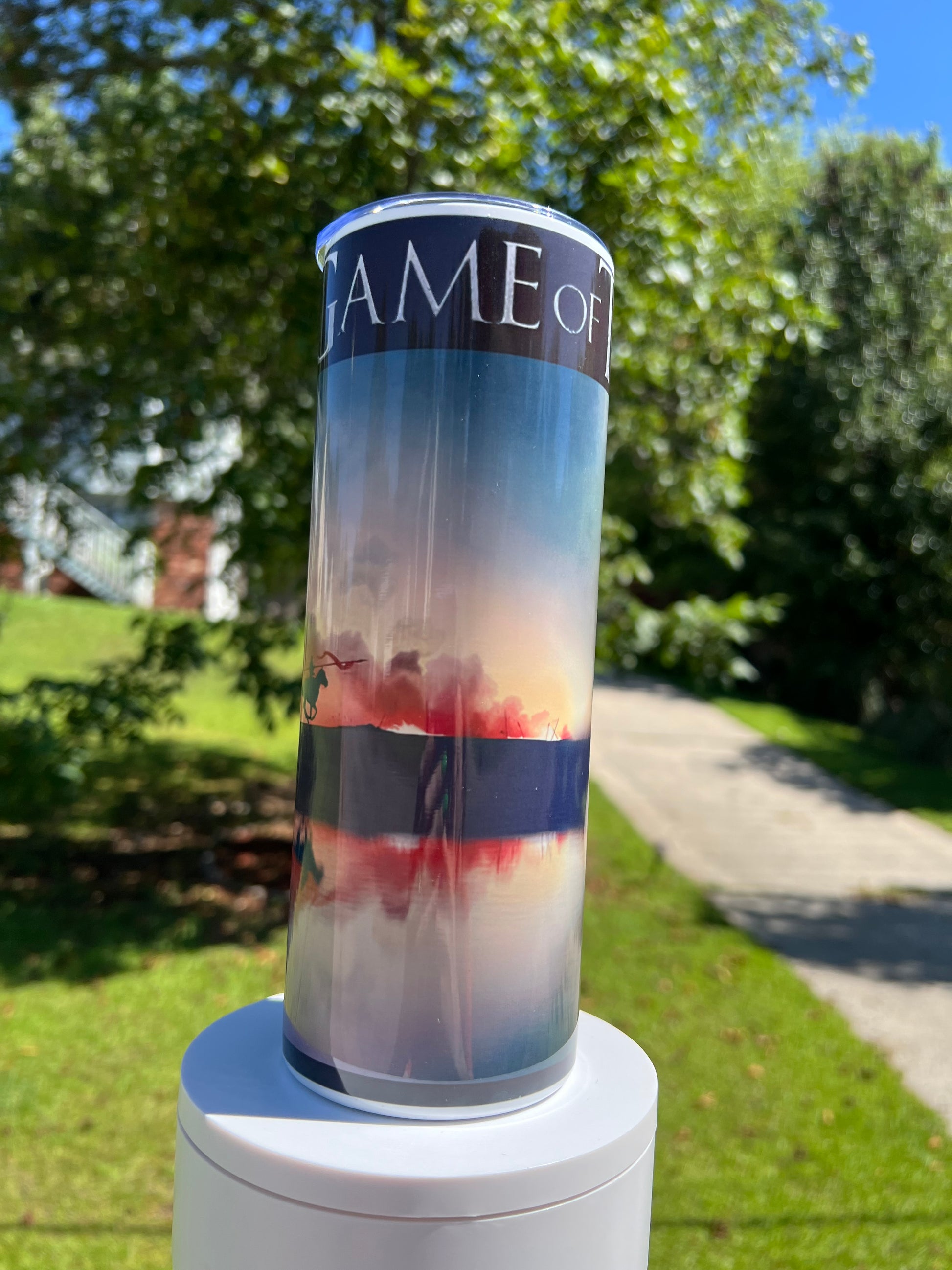 Game of Thrones Dragon Fire 20oz Skinny Tumbler featuring fandom-inspired artwork