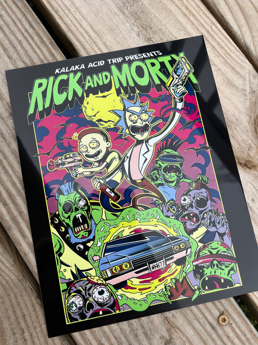 8x10 Rick & Morty Aluminum Sign featuring rick and morty inspired artwork