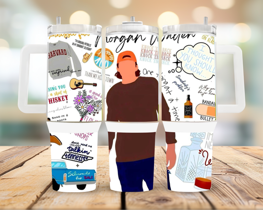 40oz Morgan Wallen Themed Collage stainless steel tumbler