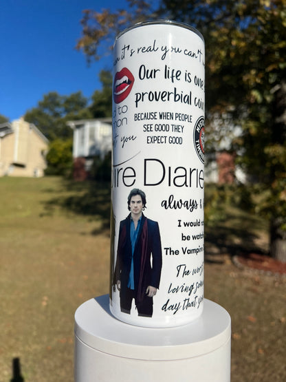20oz The Vampire Diaries Tumbler | Damon & Stefan featuring the vampire diaries damon stefan inspired artwork