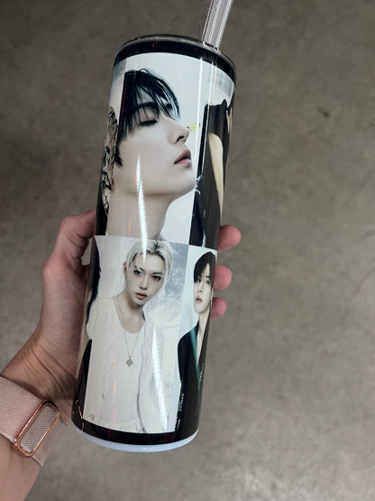 Stray Kids Members Collage Tumbler 20oz | SKZ K-Pop Insulated Stainless Steel Cup⁠