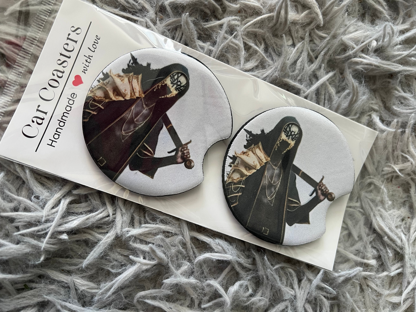 Vessel Inspired Car Coaster Set | Dark Ritual Aesthetic Car Accessories | Alternative Music Decor featuring the design artwork