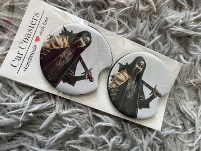 Vessel Inspired Car Coaster Set | Dark Ritual Aesthetic Car Accessories | Alternative Music Decor featuring the design artwork