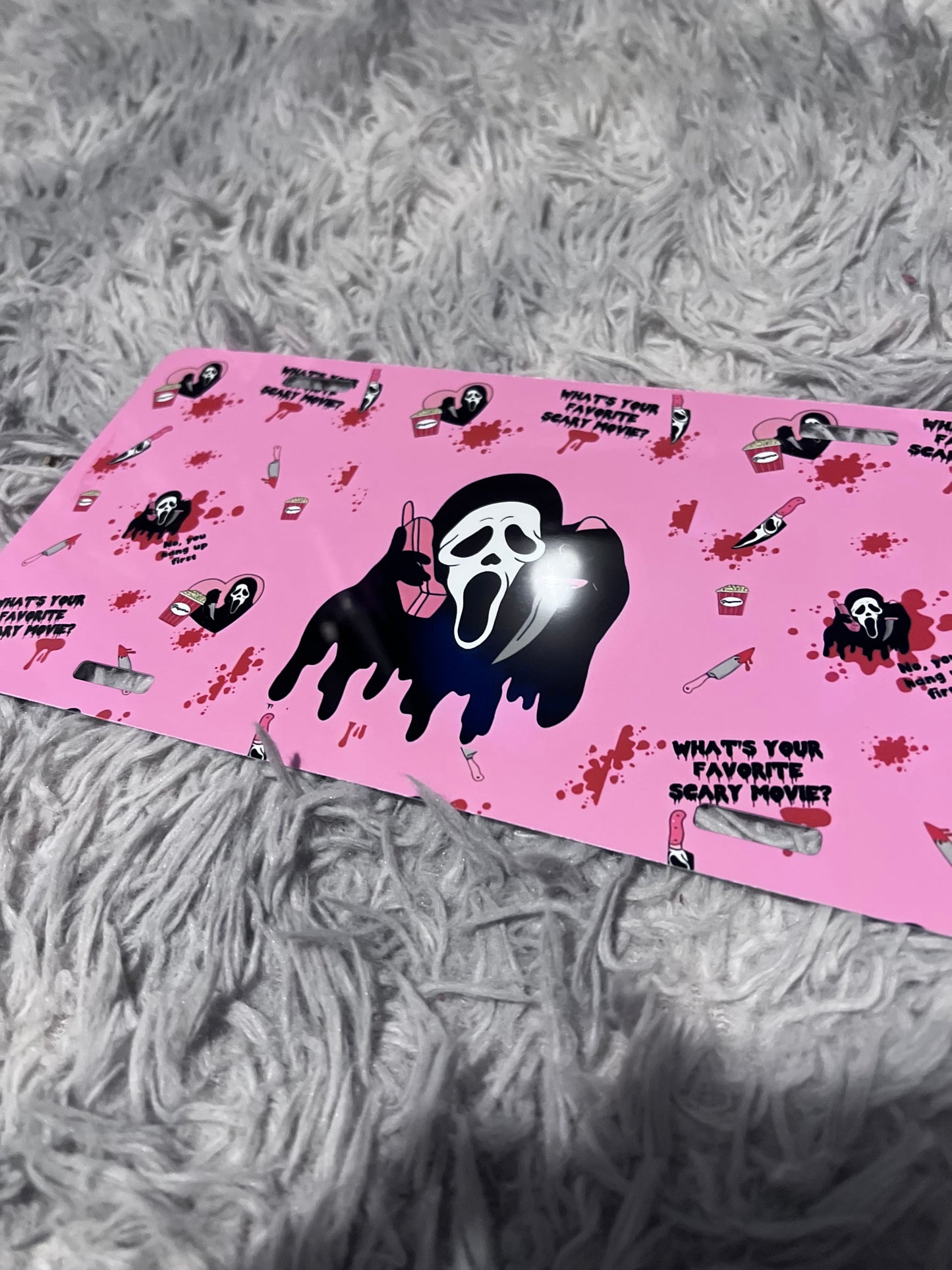 Ghost face “Pink themed” license plate - decorative car accessories