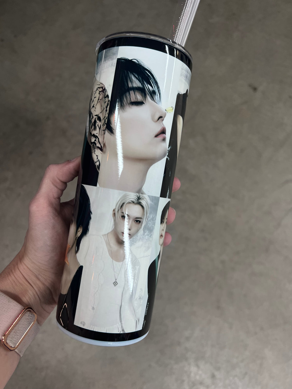 Stray Kids Felix and Hyunjin photo collage sublimated travel cup with straw.⁠