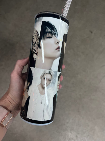 Stray Kids Felix and Hyunjin photo collage sublimated travel cup with straw.⁠